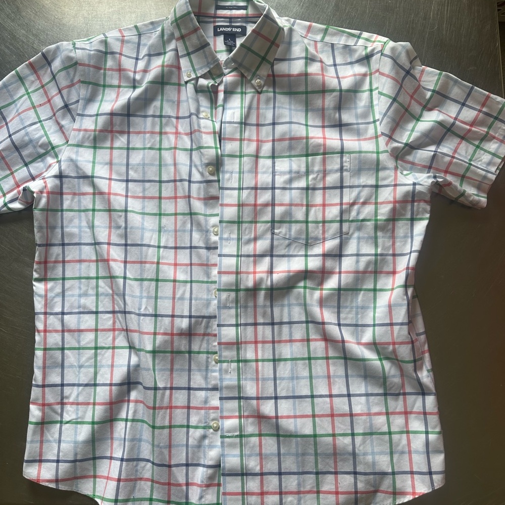 Lands' End Men's Multicolor Plaid Shirt